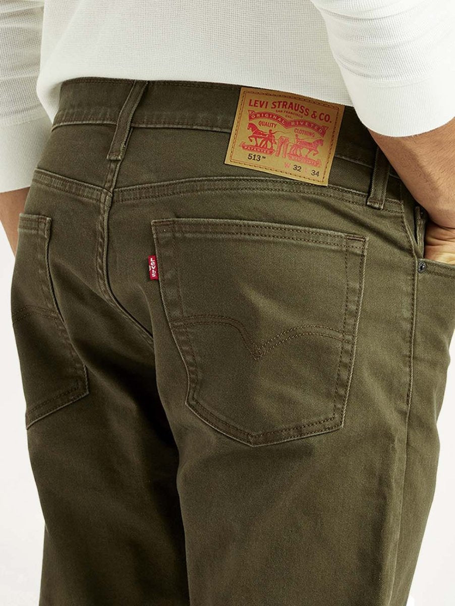 Levi's 513 Olive Slim Straight Fit Mid Rise Jeans - Jack N Jeans